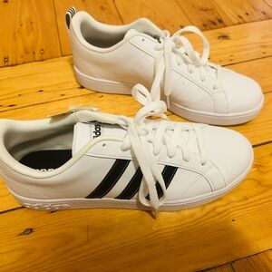 Women’s Adidas Classic White Shoes with Black Stripes, new with tags